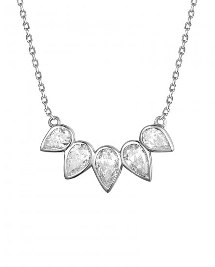 CURVED STYLE PEAR DIAMOND NECKLACE (TN896)