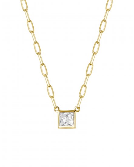 PRINCESS CUT DIAMOND NECKLACE (TN898)