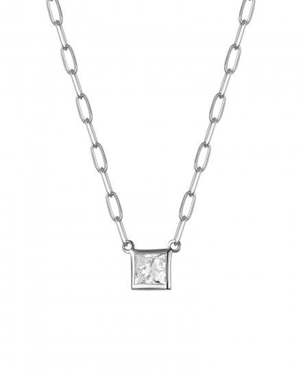 PRINCESS CUT DIAMOND NECKLACE (TN898)
