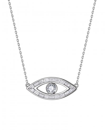EVIL EYE BAGUETTE DIAMOND NECKLACE (TN917)