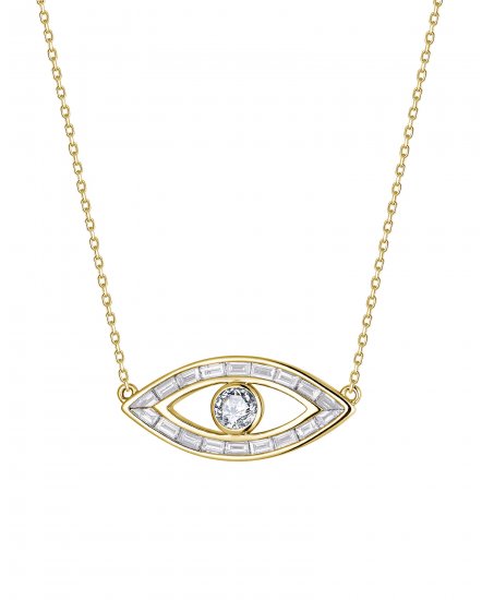 EVIL EYE BAGUETTE DIAMOND NECKLACE (TN917)