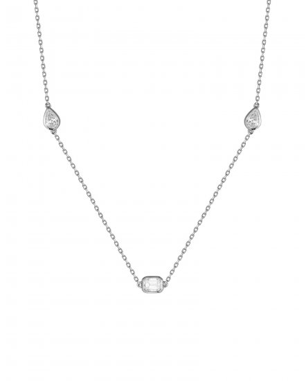 EMERALD CUT PEAR DIAMOND BY THE YARD NECKLACE (TN922)