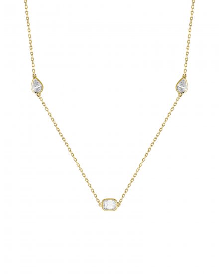 EMERALD CUT PEAR DIAMOND BY THE YARD NECKLACE (TN922)