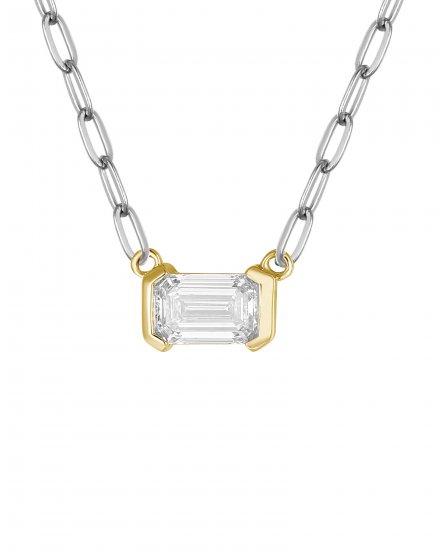 EMERALD CUT DIAMOND NECKLACE (TN927)