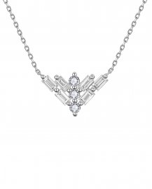 V SHAPE BAGUETTE DIAMOND NECKLACE (TN930)