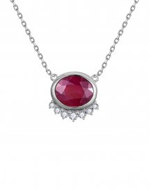 OVAL RUBY DIAMOND NECKLACE (TN936)