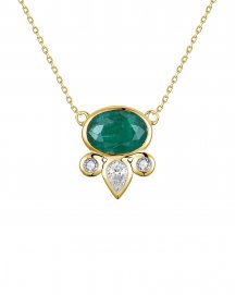 OVAL EMERALD DIAMOND NECKLACE (TN937)