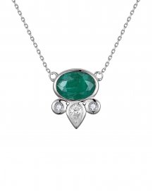 OVAL EMERALD DIAMOND NECKLACE (TN937)