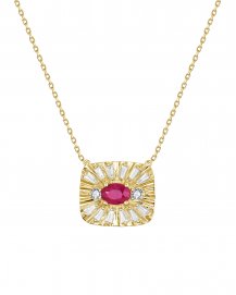 OVAL RUBY DIAMOND NECKLACE (TN940)