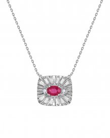 OVAL RUBY DIAMOND NECKLACE (TN940)