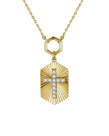 HEXAGON STYLE CROSS DIAMOND NECKLACE (TN970)