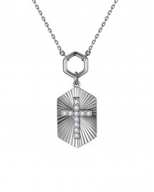 HEXAGON STYLE CROSS DIAMOND NECKLACE (TN970)