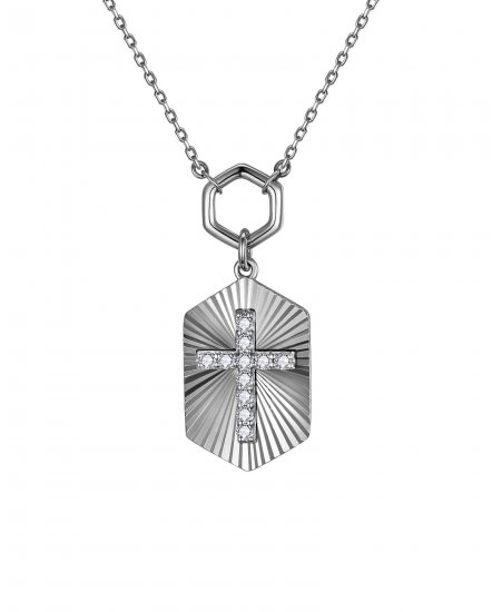 HEXAGON STYLE CROSS DIAMOND NECKLACE (TN970)