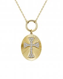 OVAL STYLE CROSS DIAMOND NECKLACE (TN971)