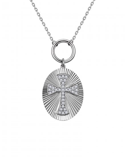 OVAL STYLE CROSS DIAMOND NECKLACE (TN971)