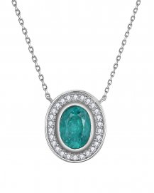 OVAL EMERALD DIAMOND NECKLACE (TN973)