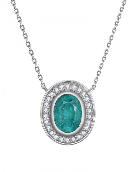 OVAL EMERALD DIAMOND NECKLACE (TN973)