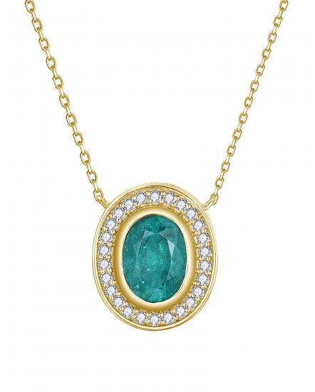 OVAL EMERALD DIAMOND NECKLACE (TN973)