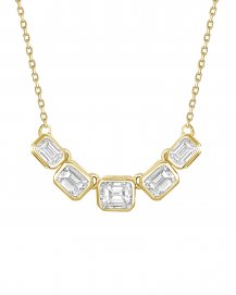 CURVED STYLE EMERALD CUT DIAMOND NECKLACE (TN985)