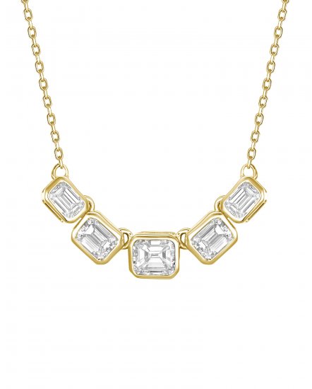 CURVED STYLE EMERALD CUT DIAMOND NECKLACE (TN985)