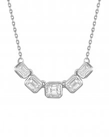 CURVED STYLE EMERALD CUT DIAMOND NECKLACE (TN985)