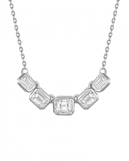 CURVED STYLE EMERALD CUT DIAMOND NECKLACE (TN985)