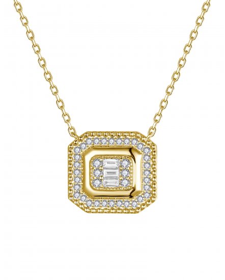 OCTAGON STYLE BAGUETTE DIAMOND NECKLACE (TN993)