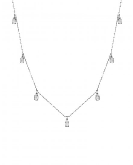 EMERALD CUT DIAMOND DANGLE NECKLACE (TN994)
