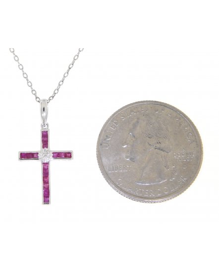 CROSS RUBY DIAMOND PENDANT (TP1074)