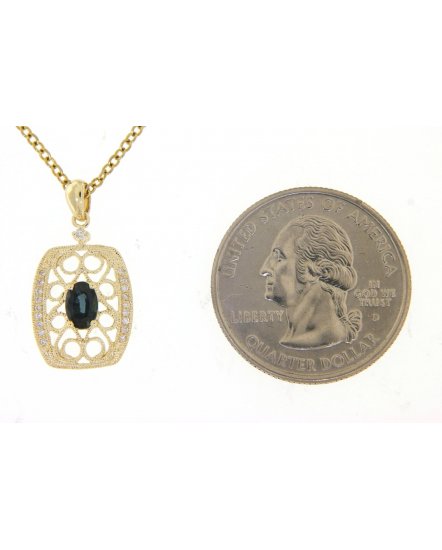OVAL COLORED STONE DIAMOND PENDANT (TP1080)