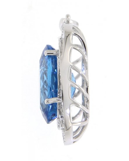 OVAL SWISS BLUE TOPAZ DIAMOND PENDANT (TP1120)