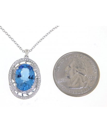 OVAL SWISS BLUE TOPAZ DIAMOND PENDANT (TP1120)