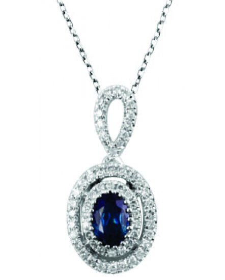 OVAL COLORED STONE DIAMOND PENDANT (TP1150)
