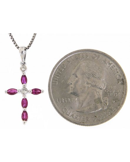 CROSS COLORED STONE DIAMOND PENDANT (TP1220)