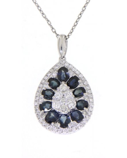 PEAR STYLE SAPPHIRE DIAMOND PENDANT (TP1240)