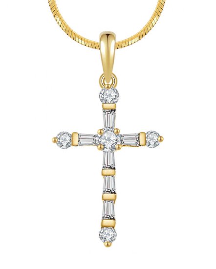 CROSS BAGUETTE DIAMOND PENDANT (TP1283)