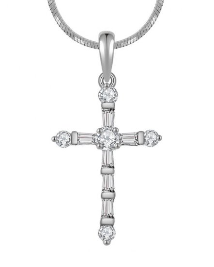 CROSS BAGUETTE DIAMOND PENDANT (TP1283)