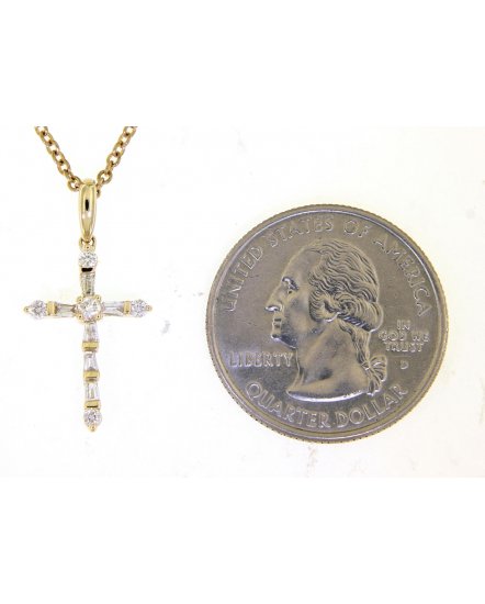 CROSS BAGUETTE DIAMOND PENDANT (TP1283)