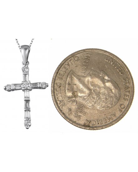 CROSS BAGUETTE DIAMOND PENDANT (TP1283)