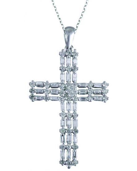 CROSS BAGUETTE DIAMOND PENDANT (TP1286)