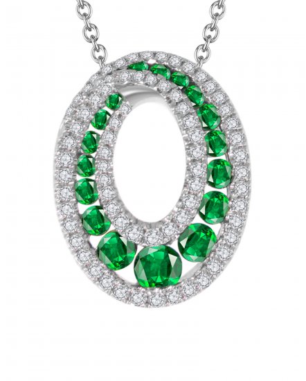 OVAL STYLE EMERALD DIAMOND PENDANT (TP1335)