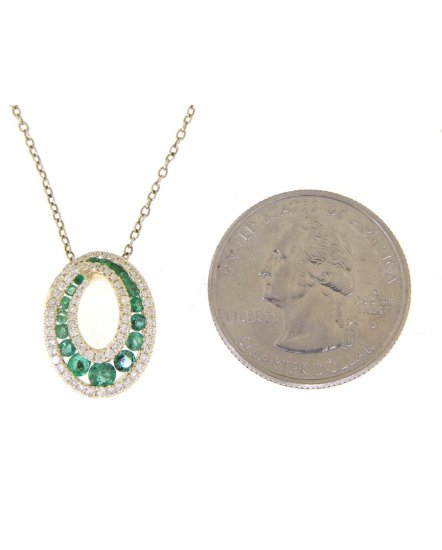 OVAL STYLE EMERALD DIAMOND PENDANT (TP1335)