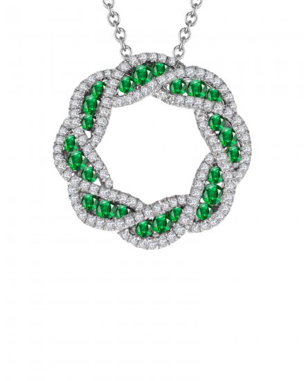 CRISS CROSS STYLE EMERALD DIAMOND PENDANT (TP1344)