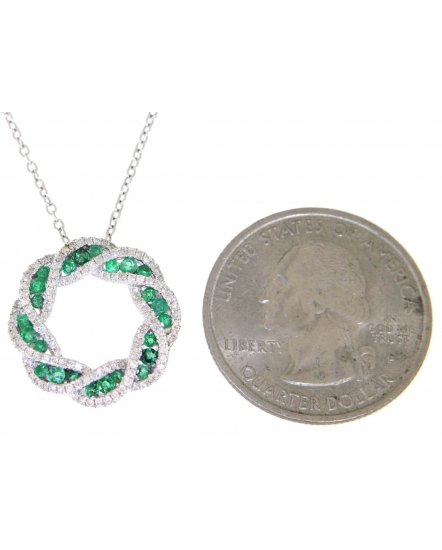 CRISS CROSS STYLE EMERALD DIAMOND PENDANT (TP1344)