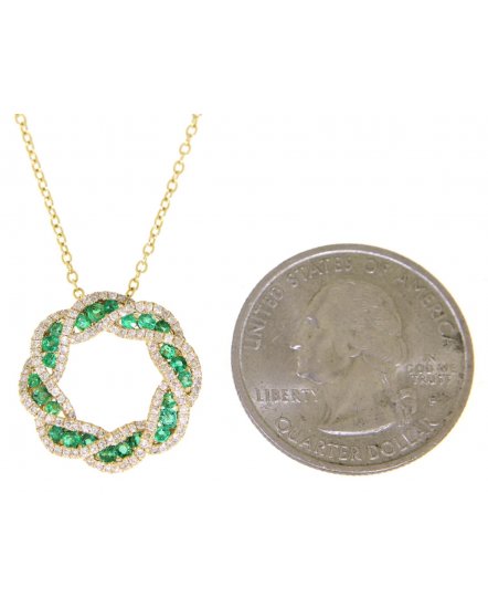 CRISS CROSS STYLE EMERALD DIAMOND PENDANT (TP1344)