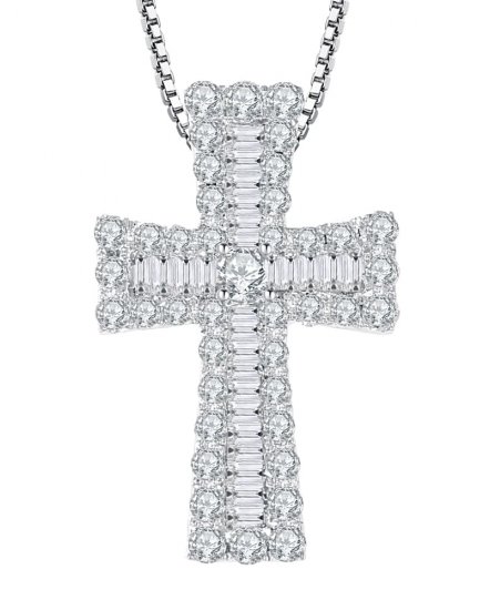 CROSS BAGUETTE DIAMOND PENDANT (TP1353)