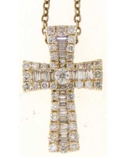 CROSS BAGUETTE DIAMOND PENDANT (TP1353)