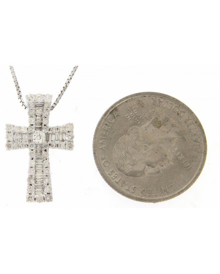 CROSS BAGUETTE DIAMOND PENDANT (TP1353)