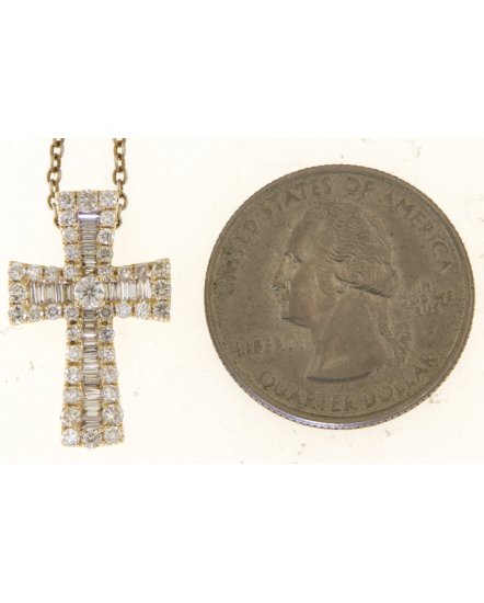 CROSS BAGUETTE DIAMOND PENDANT (TP1353)