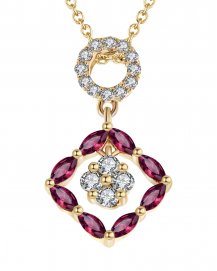 CLOVER STYLE RUBY DIAMOND PENDANT (TP1451)